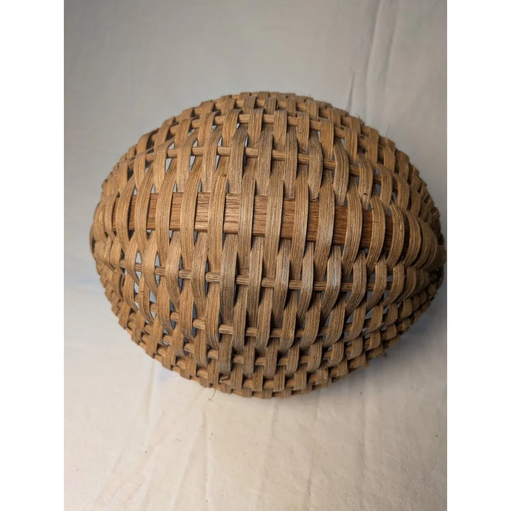 Vintage Hand Woven Split Oak Buttock Basket Primitive God's Eye Handle 8.5 Inch